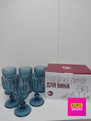 Набір келихів для вина кобальт 6 шт
