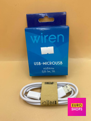USB кабель Waren microUSB 0,8/1м 1A білий