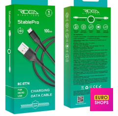 USB Кабель Ridea RC-ST74 StablePro Micro 3A Чорний