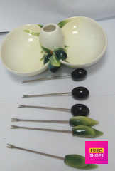 Менажниця оливка 6 виделок