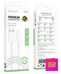USB Кабель Borofone BX117 Lightning Білий