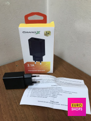 Мережевий зарядний пристрій Grand X CH-03B USB 5V 2.1A