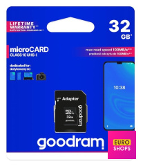 Карта пам'яті Goodram microSDHC 32GB Class 10 UHS I + SD adapter (M1AA-0320R12)