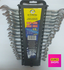 Набір комбінованих ключів Сталь 48008 CRV 15 шт