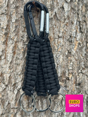 Карабін брелок із плетінням Чорний