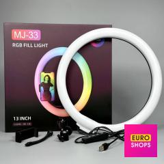 Кільцева світлодіодна Led Лампа 33cm MJ33 RGB 13inch із затискачем для телефону