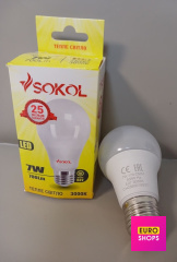 Світлодіодна LED лампа Sokol А60 7W 220В E27 3000К