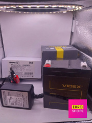 Акумулятор Videx 6FM4.5 12V+Зарядний пристрій Lemanso LM40405