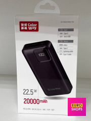 Зовнішній акумулятор  Power Bank ColorWay CW-PB200LPB5BK-PDD  20000mAh