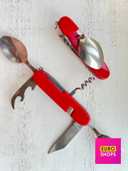 Набір Туриста Ложка Вилка Ніж Червоний