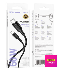 USB Кабель Borofone BX111 60W Type C to Type C Чорний