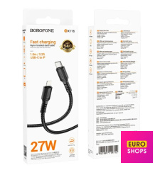 USB Кабель Borofone BX116 Type-C to Lightning Чорний