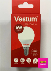 Світлодіодна лампа Vestum G45 6W 4100K E14 1-VS-1203 550Lm