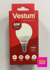 Світлодіодна лампа Vestum G45 6W 4100K E14 1-VS-1203 550Lm