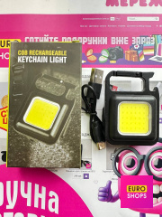 Ліхтар брелок акумуляторний BL J031-COB з карабіном Чорний