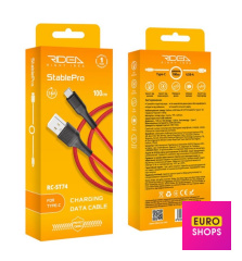 USB Кабель Ridea RC-ST74 StablePro Type C 3A Червоно Чорний